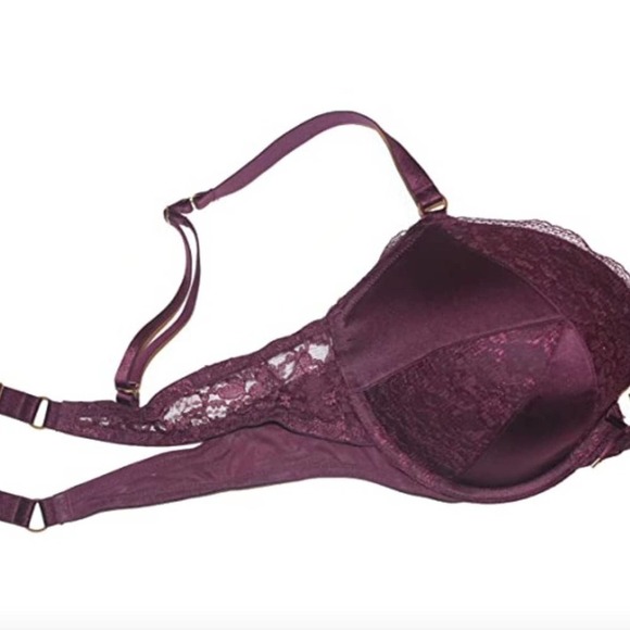 Victoria's Secret Women Push-Up Bra Burgundy Lace Double Strap Size 34DD - Picture 16 of 16